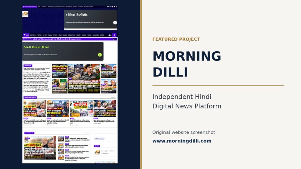 Morning Dilli Hindi news website homepage screenshot